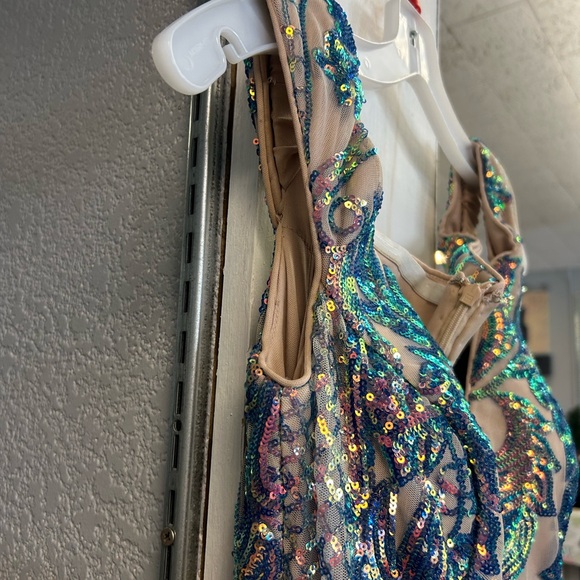 Vibrant Multicolor Evening Gown - Picture 8 of 8